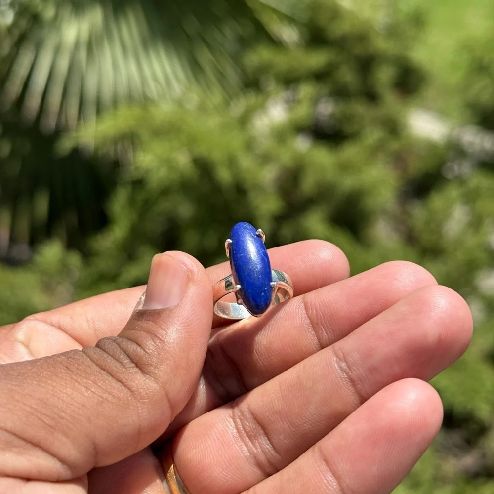 Lapis Lazuli Ring - 925 Sterling Silver - Size 6 - 5.7g - Newl